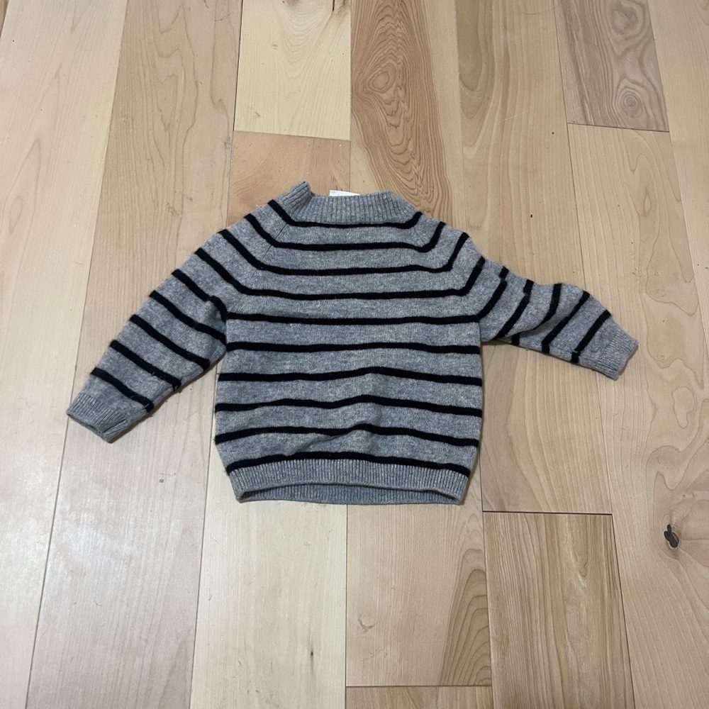Zara Gray and Black Striped Knit Sweater